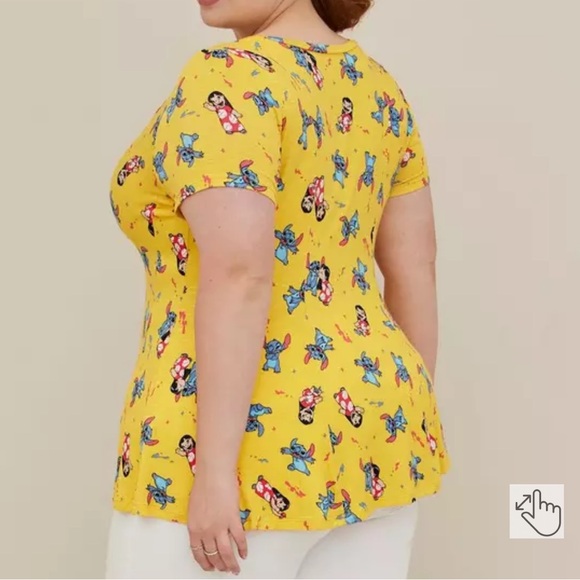 Torrid Yellow Disney Graphic LILO and Stitch Print Top - Picture 2 of 10